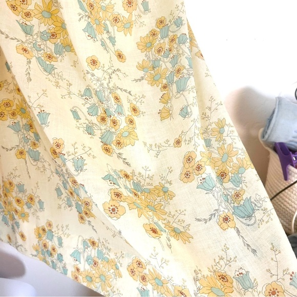 ACT I NEW YORK VTG 70s Pale Yellow Boho Floral Flutter Sleeve Maxi Dress Sz 7 S - Picture 6 of 14